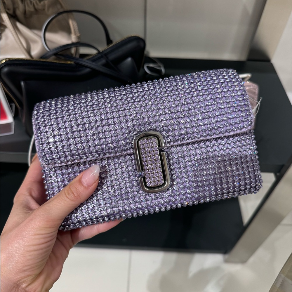 New NWT Marc Jacobs the mini shoulder embellished Elegant Purple Crystal Clutch